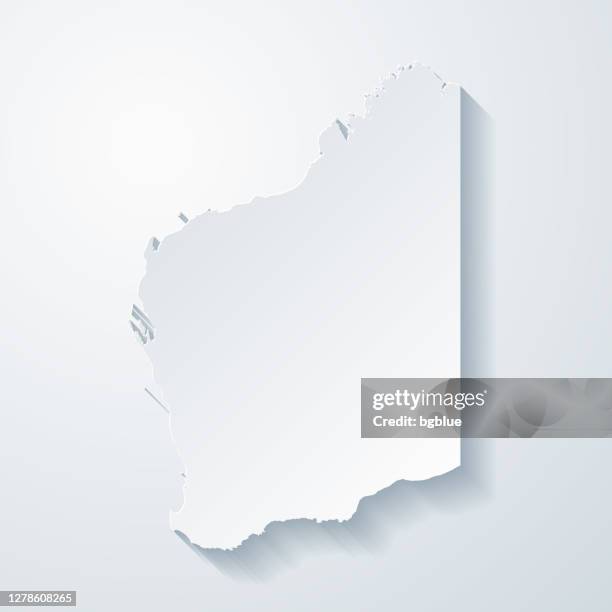 western australia map with paper cut effect on blank background - papercutting stock illustrations