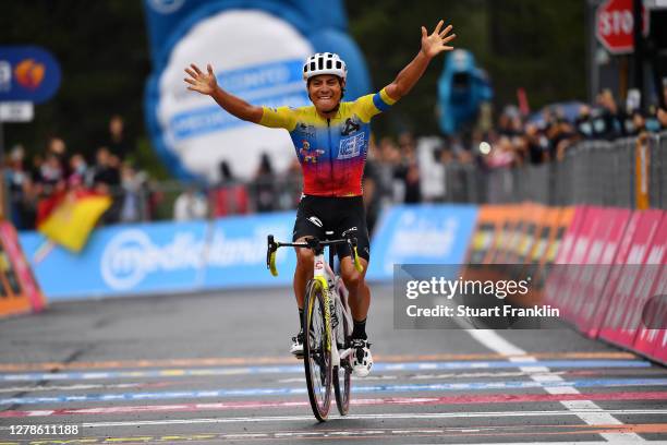 Arrival / Jonathan Caicedo Cepeda of Ecuador and Team EF Pro Cycling / Celebration / Etna / during the 103rd Giro d'Italia 2020, Stage Three a 150km...