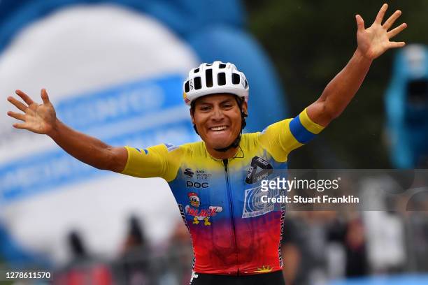 Arrival / Jonathan Caicedo Cepeda of Ecuador and Team EF Pro Cycling / Celebration / Etna / during the 103rd Giro d'Italia 2020, Stage Three a 150km...