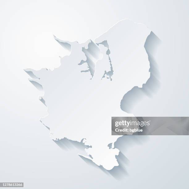 zealand map with paper cut effect on blank background - map copenhagen stock illustrations