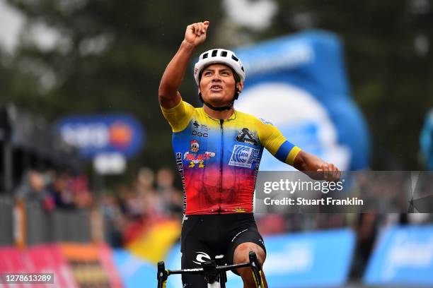 Arrival / Jonathan Caicedo Cepeda of Ecuador and Team EF Pro Cycling / Celebration / Etna / during the 103rd Giro d'Italia 2020, Stage Three a 150km...