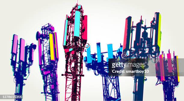cellular communications tower for mobile phone - 5g tower stock illustrations