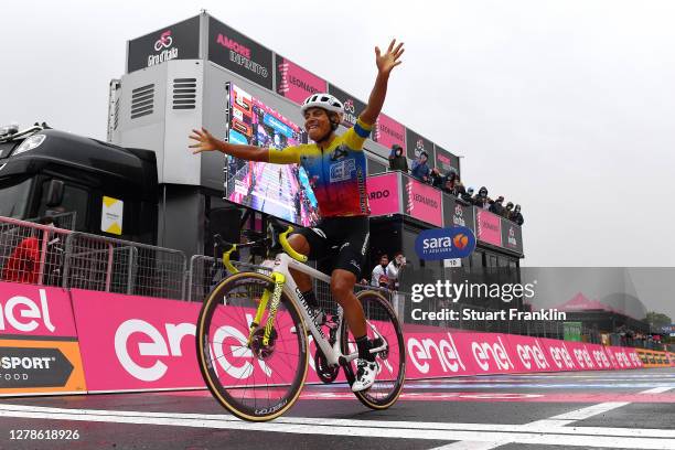 Arrival / Jonathan Caicedo Cepeda of Ecuador and Team EF Pro Cycling / Celebration / Etna / during the 103rd Giro d'Italia 2020, Stage Three a 150km...