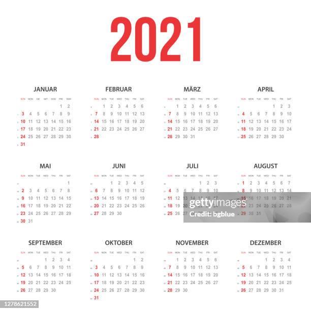 german calendar 2021 - german language stock illustrations