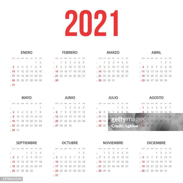 spanish calendar 2021 - spain stock illustrations