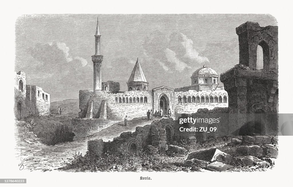 Historical view of Konya, Anatolia, Turkey, wood engraving, published 1893