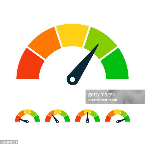 rating speed meter set - vector stock illustration - speedometer stock-grafiken, -clipart, -cartoons und -symbole