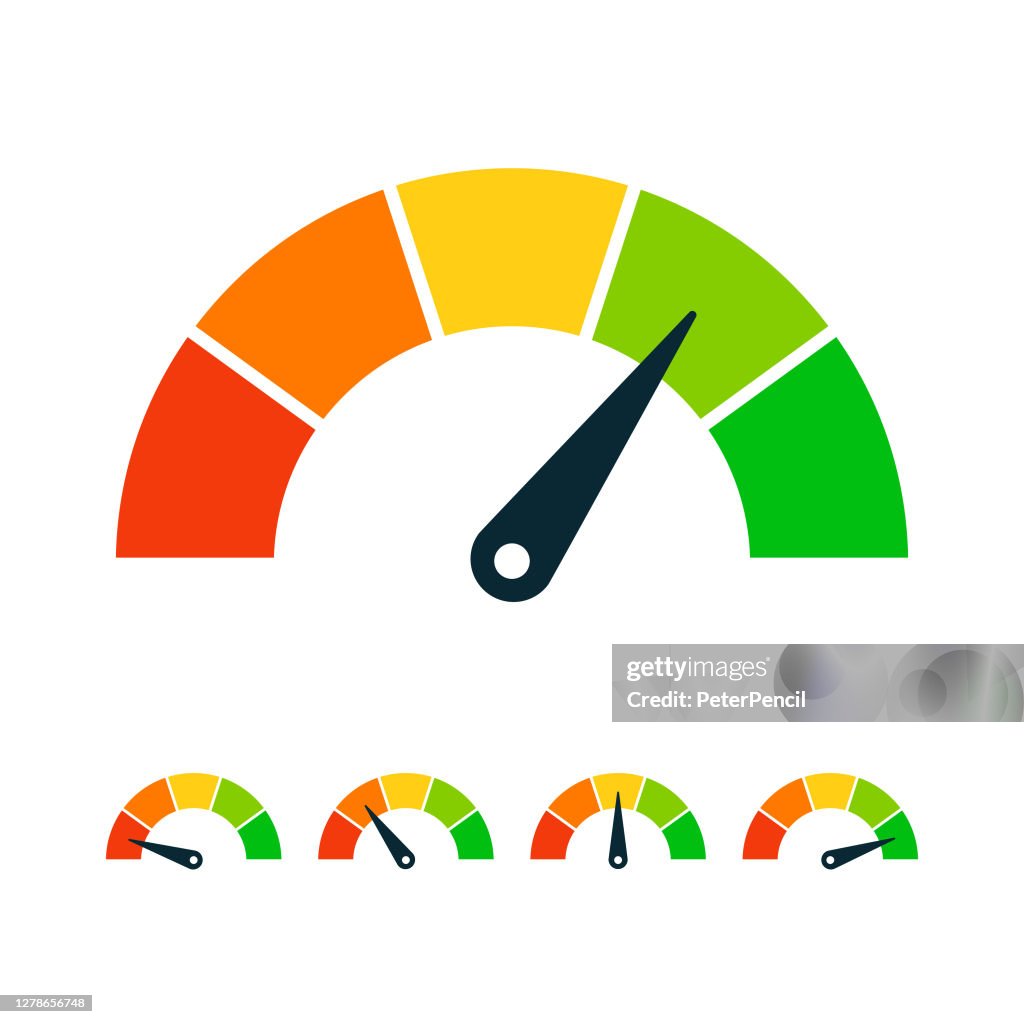 Set di misurazioni velocità di valutazione - Illustrazione del materiale vettoriale