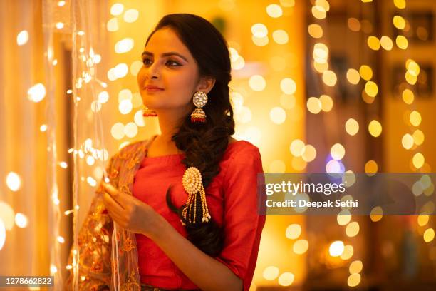 young woman diwali celebrate - stock photo - hindu festival preparation stock pictures, royalty-free photos & images