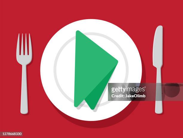 silverware with plate icon flat - napkin stock illustrations