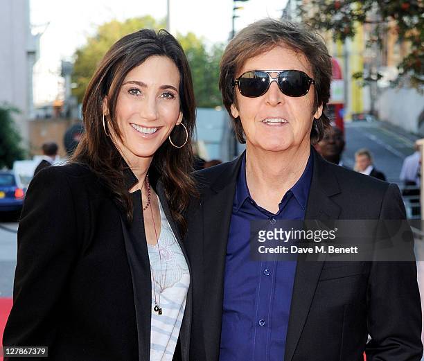 Nancy Shevell and Sir Paul McCartney arrive at the UK Premiere of 'George Harrison: Living In The Material World' at BFI Southbank on October 2, 2011...