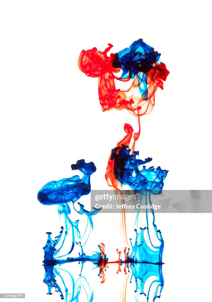 Red and Blue Dye in Water Up