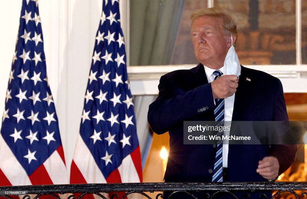 President Trump Arrives Back At White House After Stay At Walter Reed Medical Center For Covid