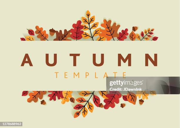 stockillustraties, clipart, cartoons en iconen met vectorillustratie van een creatieve banner van de herfst met dalingsbladeren - vallende bladeren