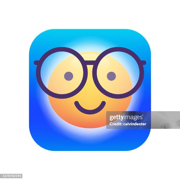 emoticon design blue background - nerd stock illustrations
