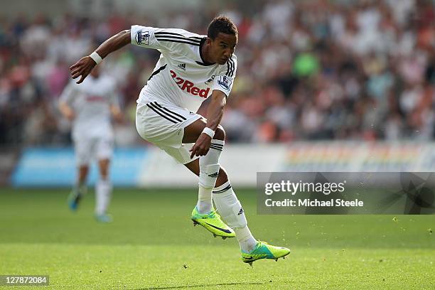 Scott Sinclair of Swansea City during the Barclays Premier League match between Swansea City and Stoke City at the Liberty Stadium on October 2, 2011...