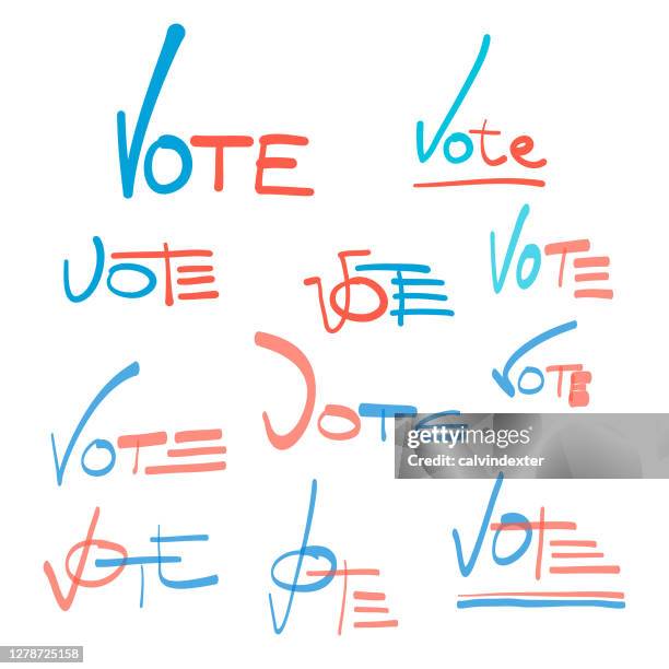 vote hand written symbols - uncertainty forecasting stock illustrations