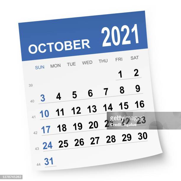stockillustraties, clipart, cartoons en iconen met oktober 2021 kalender - 2021