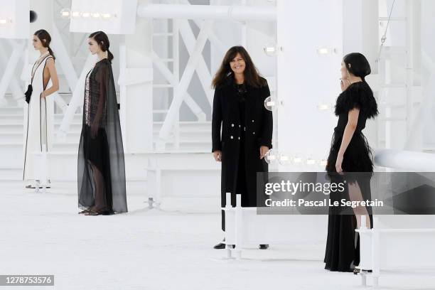 Designer Virginie Viard and models walk the runway during the Chanel Womenswear Spring/Summer 2021 show as part of Paris Fashion Week on October 06,...