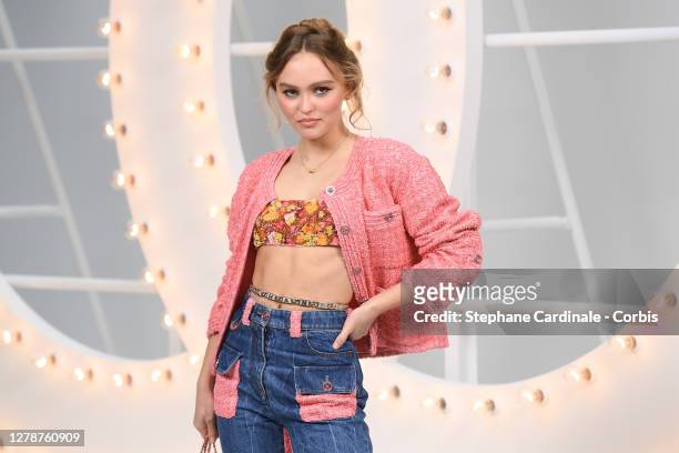 Lily-Rose Depp attends the Chanel Womenswear Spring/Summer 2021 show as part of Paris Fashion Week on October 06, 2020 in Paris, France.
