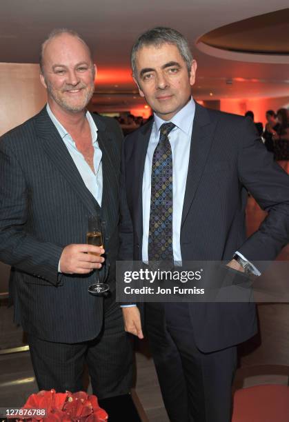 Tim McInnerny and Rowan Atkinson attend the 'Johnny English Reborn' UK premiere after party at Senkai on October 2, 2011 in London, England.