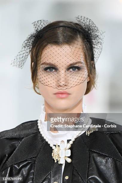 Model walks the runway during the Chanel Womenswear Spring/Summer 2021 show as part of Paris Fashion Week on October 06, 2020 in Paris, France.