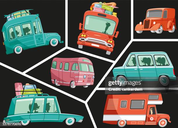 car set - station wagon stock illustrations
