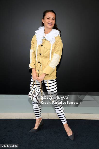 Alicia Vikander attends the Louis Vuitton Womenswear Spring/Summer 2021 show as part of Paris Fashion Week on October 06, 2020 in Paris, France.