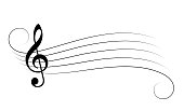 Music staff and treble clef vector cartoon