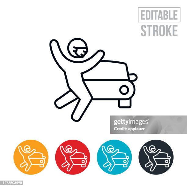 person purchasing new car while wearing face mask thin line icon - editable stroke - protective workwear automobile industry stock illustrations