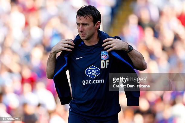 Dougie Freedman manager of Crystal Palace looks on as he walks out for the start of the npower Championship match between Crystal Palace and West Ham...