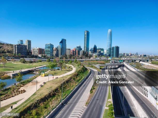 santiago de chile financial district - santiago chile skyline stock pictures, royalty-free photos & images