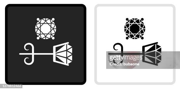earrings icon on  black button with white rollover - earring stock illustrations