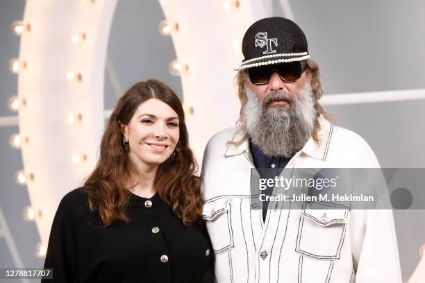 Amandine de La Richardiere and Sebastien Tellier attend the Chanel Womenswear Spring Summer 2021 at Grand Palais on October 06, 2020 in Paris, France.