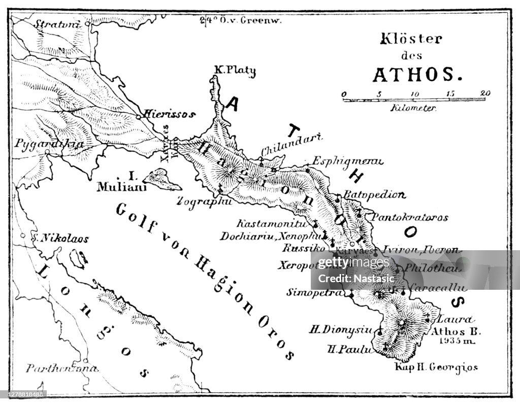 Map of Athos ,Greece