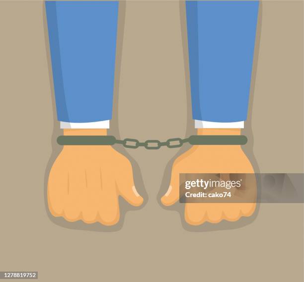 ilustrações de stock, clip art, desenhos animados e ícones de handcuffs vector illustration - algema