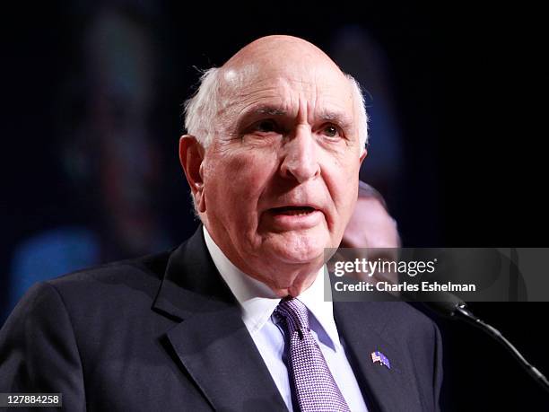Venture capitalist Kenneth Langone speaks during the NYU Langone Medical Center celebration at the Intrepid Sea-Air-Space Museum on October 2, 2011...