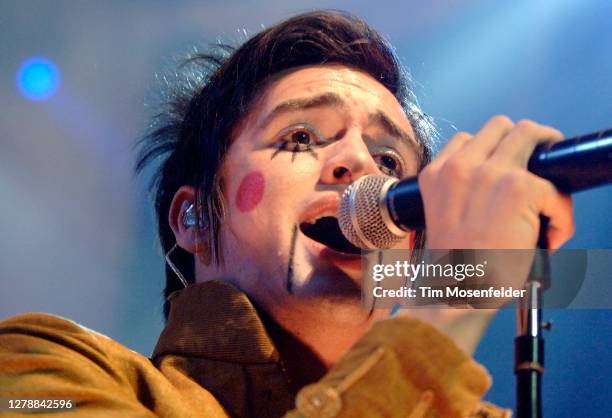 Brendon Urie of Panic! at the Disco performs at HP Pavilion on December 5, 2006 in San Jose, California.