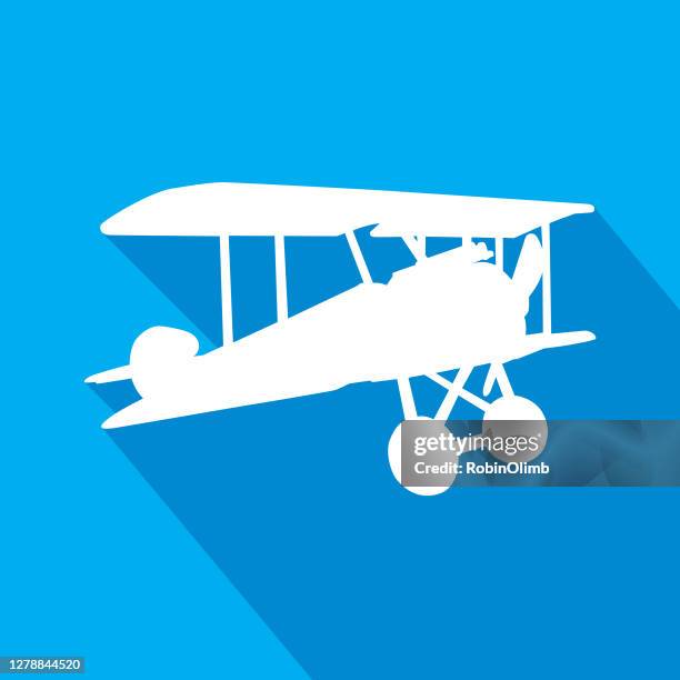 blue biplane icon - us air force stock illustrations