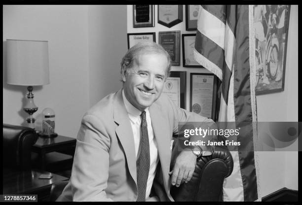 Portrait of American politician US Senator Joe Biden as he poses in his office, Washington DC, 1991.