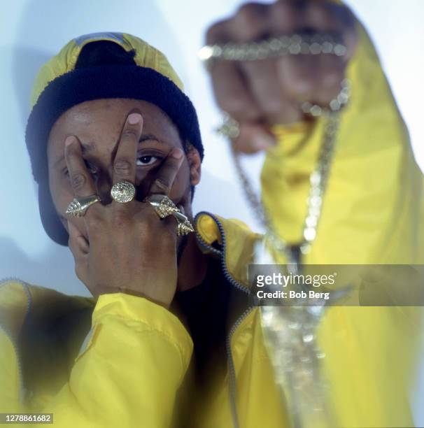 American musician, rapper, record producer, actor, filmmaker, and author RZA, leader of the rap group Wu-Tang Clan, poses for a portrait circa April,...