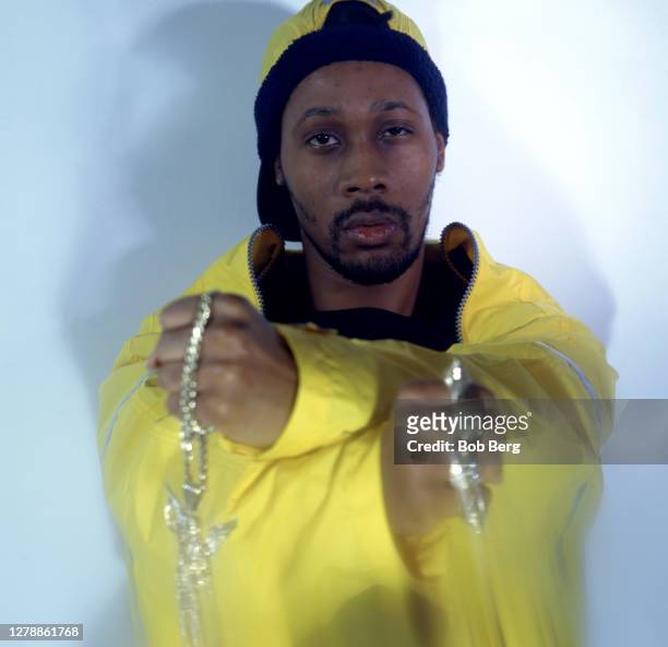 American musician, rapper, record producer, actor, filmmaker, and author RZA, leader of the rap group Wu-Tang Clan, poses for a portrait circa April,...