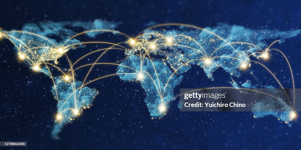 World map of network communication