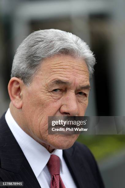 New Zealand First leader Winston Peters delivers the Safer Kiwi Communities policy package on October 07, 2020 in Auckland, New Zealand. The policy...