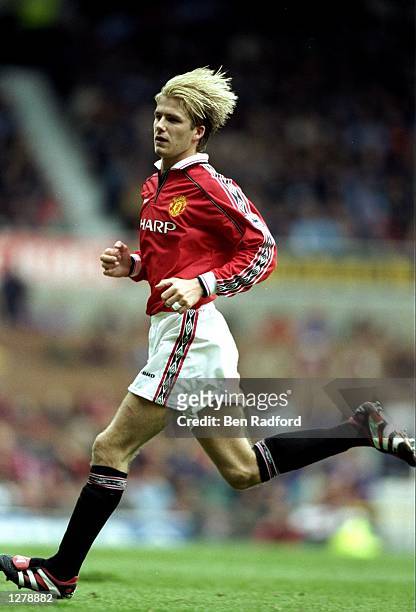 David Beckham of Manchester United in action during the FA Carling Premiership match against Coventry at Old Trafford in Machester, England....