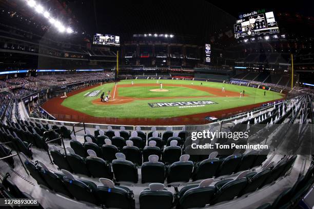 General view of Game One of the National League Divisional Series between the San Diego Padres and the Los Angeles Dodgers during the fourth inning...