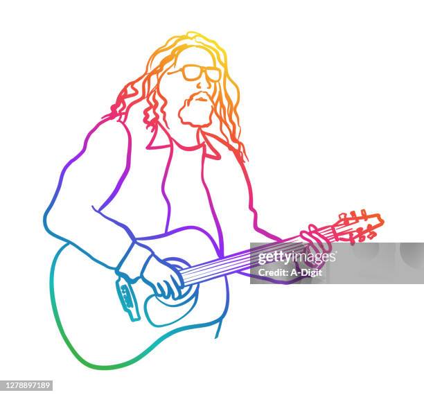 musician free spirit rainbow - street musician stock illustrations