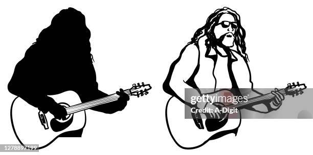 musician free spirit silhouette - folk music stock illustrations