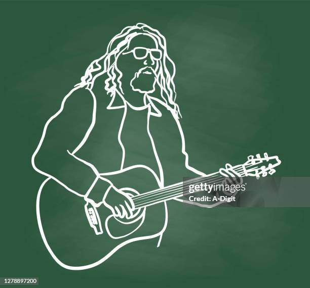 musician free spirit chalkboard - street musician stock illustrations