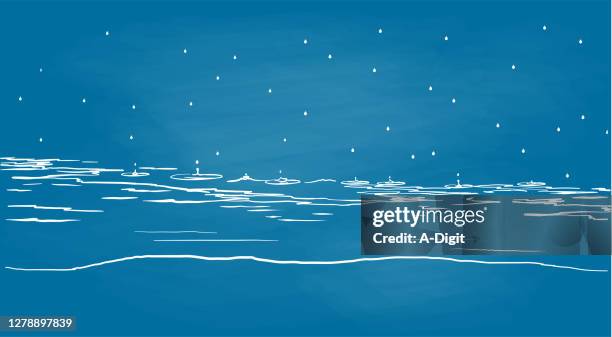 rain on the water surface chalkboard - gravity waves stock illustrations